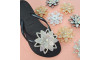 Cabedal Sandra, Flor com Strass, Tecido, Rose Gold/Furtacor
