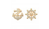 Piercing de Rebite, Âncora e Leme, Ouro, Cristal