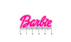 Aplique de Borracha, Palavra Barbie, Rosa/Branco