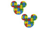 Aplique de Borracha, Autismo Quebra-Cabeça, Mickey