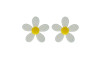 Aplique de Borracha, Flor, Branco/Amarelo