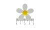 Aplique de Borracha, Flor, Branco/Amarelo