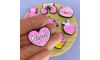 Kit Apliques Princesa Kawaii Rosa para Babuche – 8 Unidades