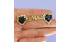 Cabedal Mãe, Coração com Strass, Banhado, Rebite, Preto