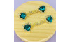 Cabedal Mãe, Coração com Strass, Banhado, Rebite, Verde Turquesa