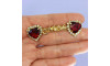 Cabedal Mãe, Coração com Strass, Banhado, Rebite, Vermelho