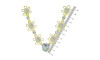 Cabedal Flora, Flores com Resina, Rebite, Cristal/Branco
