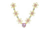 Cabedal Flora, Flores com Resina, Rebite, Rosa Claro