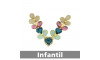 Cabedal Infantil Amanda, Banhado, Rebite, Turquesa/Azul Claro/Rosa/Creme