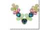 Cabedal Amanda, Banhado, Rebite, Turquesa/Azul Claro/Rosa/Creme