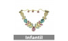 Cabedal Infantil Sirena, Banhado, Rebite, Rosa/Tiffany/Creme