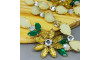 Cabedal Daisy, Pedraria Drusa, Banhado, Rebite, Branco Opal/Amarelo