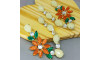 Cabedal Daisy, Pedraria Drusa, Banhado, Rebite, Branco Opal/Laranja