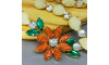 Cabedal Daisy, Pedraria Drusa, Banhado, Rebite, Branco Opal/Laranja