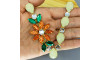 Cabedal Daisy, Pedraria Drusa, Banhado, Rebite, Branco Opal/Laranja