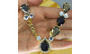 Cabedal Mãe, Gotas com Strass, Banhado, Rebite, Preto/Fumê