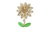 Cabedal Girassol, Banhado, Rebite, Marrom/Dourado/Verde