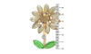Cabedal Girassol, Banhado, Rebite, Marrom/Dourado/Verde