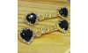 Cabedal Mãe, Coração com Strass, Banhado, Rebite