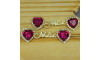 Cabedal Mãe, Coração com Strass, Banhado, Rebite, Rosa Pink