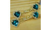 Cabedal Mãe, Coração com Strass, Banhado, Rebite, Verde Turquesa
