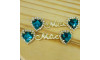 Cabedal Mãe, Coração com Strass, Banhado, Rebite, Verde Turquesa