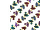 Cabedal em Metro, Banhado, Diversão, Marinho/Turquesa/Roxo/Rosa