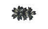 Cabedal Miriam, Três Flores com Strass, Tecido, Preto/Furtacor