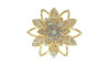 Cabedal Sandra, Flor com Strass, Tecido, Rose Gold/Furtacor