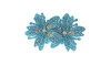 Cabedal Mavie, Duas Flores com Strass, Tecido, Azul Tiffany Furtacor