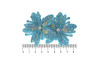 Cabedal Mavie, Duas Flores com Strass, Tecido, Azul Tiffany Furtacor