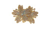 Cabedal Mavie, Duas Flores com Strass, Tecido, Rose Gold