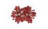 Cabedal Mavie, Duas Flores com Strass, Tecido, Vermelho Furtacor