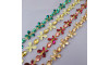 Cabedal em Metro, Banhado, Borboletas, Bege Opal/Dourado