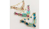 Cabedal Sirena, Banhado, Rebite, Correntinha, Turquesa/Tiffany Jateado