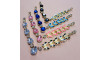 Cabedal Lily, Borboletas, Rebite, Azul/Cristal