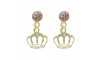 Piercing de Rebite com Pingente, Coroa, Strass Rosa Claro