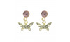 Piercing de Rebite com Pingente, Borboleta, Strass Rosa Claro