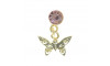 Piercing de Rebite com Pingente, Borboleta, Strass Rosa Claro