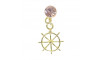 Piercing de Rebite com Pingente, Leme, Strass Rosa Claro