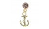 Piercing de Rebite com Pingente, Âncora, Strass Rosa Claro