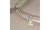 Piercing de Rebite com Pingente, Âncora, Strass Rosa Claro
