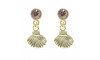 Piercing de Rebite com Pingente, Concha, Strass Rosa Claro