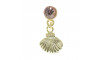 Piercing de Rebite com Pingente, Concha, Strass Rosa Claro