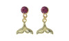 Piercing de Rebite com Pingente, Rabo de Sereia, Strass Rosa 