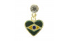 Piercing de Rebite com Pingente, Coração Brasil, Verde/Amarelo/Azul