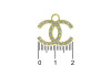 Pingente, Chanel com Strass, Ouro/Cristal