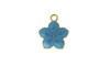 Pingente, Flor com Resina Marmorizada, Ouro/Azul