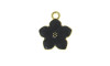 Pingente, Flor com Resina Marmorizada, Ouro/Preto