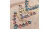 Cabedal Carol, Passante, Correntinha, Azul Tiffany/Rosa Claro/Cristal